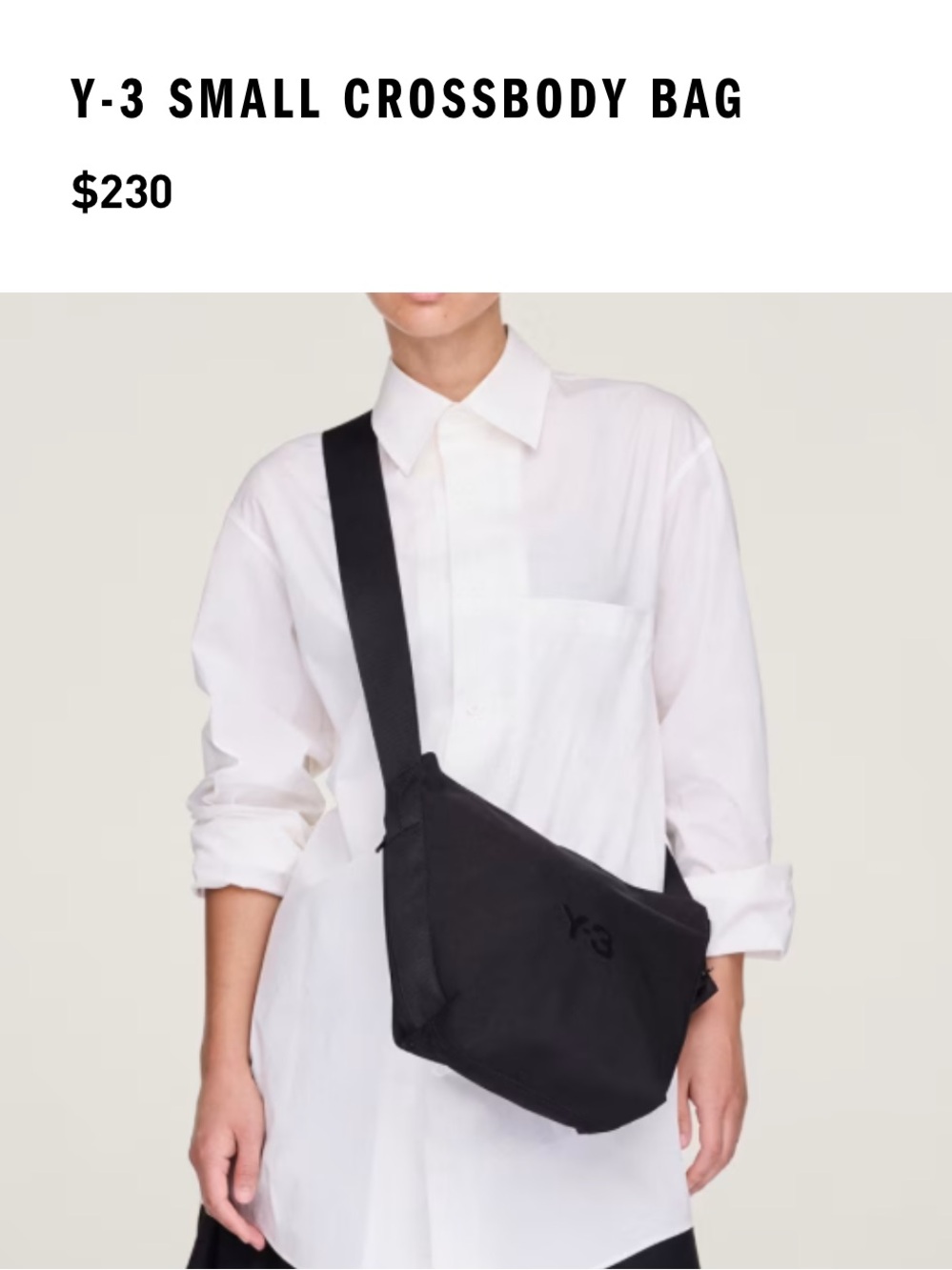 Y-3 SMALL CROSSBODY BAG BLACK Adidas Y-3 CROSSBODY BAG